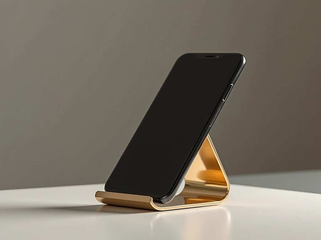 Limited edition phone stand with brass accents